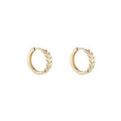 9ct Yellow Gold 10mm Laurel Leaf Hoop Earrings