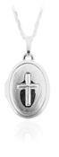 Sterling Silver Oval &amp; Engraved Cross Locket Necklace image