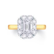 18ct Yellow Gold Emerald &amp; Halo Diamond Ring, 0.95ct image