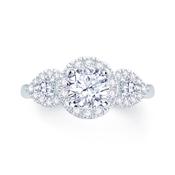 Platinum Brilliant Round &amp; Pear &amp; Halo Diamond Ring 1.36ct image