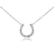 9ct White Gold Horseshoe Diamond Pavé Necklace