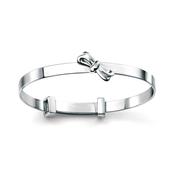 Sterling Silver Bow &amp; Diamond Baby Bangle
