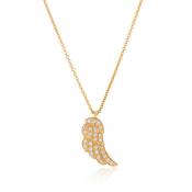 9ct Yellow Gold Feather &amp; Diamond Pendant Necklace, 0.10ct
