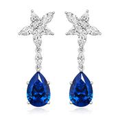 Sterling Silver Marquise and Blue Pear CZ Drop Earrings