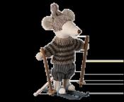 Winter mouse with ski set, Big brother - Grey