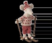 Winter mouse with ski set, Mum - Red