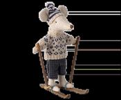 Winter mouse with ski set, Dad - Blue