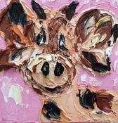 The Little Bull original oil palette knife image