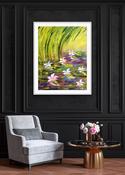 WATERLILIES like stars on Earth  - ORIGINAL OIL PALETTE KNIFE image