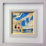 Sea Swimmers -Family at the beach - original oil palette knife