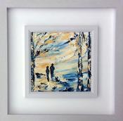 Walk in the Park  -original oil palette knife hand finished with gold leaf