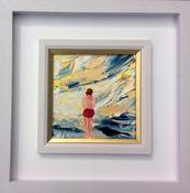 Sea Swimmer - Red Shorts - original oil palette knife image