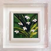 Snowdrops - Fair Maids of February -original oil palette knife hand finished with Copper leaf