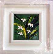 Snowdrops -First flower of Spring -original oil palette knife hand finished with Copper leaf