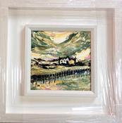 The Wooden Bridge- touch of pink sky - original oil palette knife image