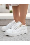Gold Zip Trainer - White image