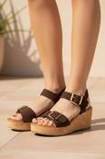 Buckle Wedge Sandal - CHOCOLATE image
