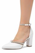 Heeled Shoe with Ankle Strap - White image