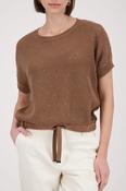Sequin Drawstring Top - Mocca