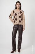 Leather Look Wide Leg Pant - Black Coffee
