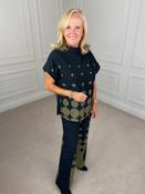 Spot Border Print High Neck Top - Black and Avocado image