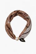 Paisley Pearl-Ring Skinny Scarf - Brown image