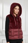 Faux Fur and Padded Gilet - Dark Berry image