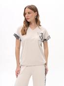 Snakeprint Trim T-shirt - Beige image