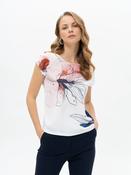 Floral Top with Rhinestones - White