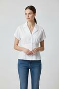 Short Sleeve Collared Blouse - White image