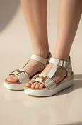 Low Wedge Velcro Strap Sandal - Ice image