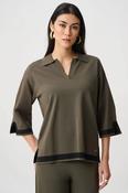 Sweater Knit Colour Block Top - Avocado and Black image