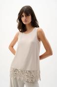Sleeveless Top With Guipure Lace Hem - Moonstone image