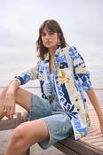 Tropical Print Fitted Blazer - Vanilla Multi