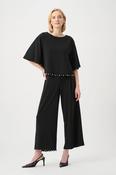 Pearl-Trim Culotte Pants - Black image