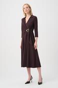 Herringbone Fit And Flare Wrap Dress - Berry and Black image