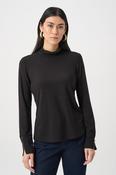 Jersey Fitted Mock-Neck Top - Black image