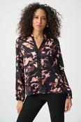 Satin Abstract Print Top - Black Multi image