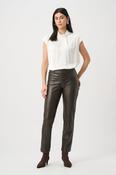 Leatherette Straight Pull-On Pants - Mocha image