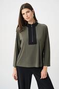 Colour Block Straight Top - Avocado and Black image