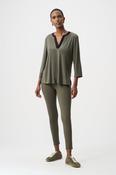 Colour Block Straight Top - Avocado and Black image
