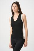V-Neck Fitted Cami - Black and Birch image