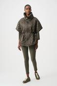 Quilted Nylon Shawl Neck Gilet - Avocado