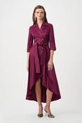 Stretch Taffeta Fit and Flare Wrap Dress - Berry Burst image