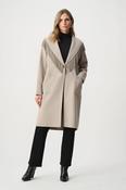 Wool Blend Shawl Collar Fringed Coat - Oatmeal image