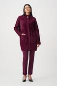 Feather Yarn Mock-Neck Coat - Elderberry