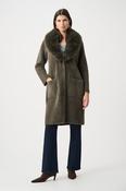 Coat With Detachable Faux Fur Collar - Avocado image