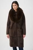 Coat With Detachable Faux Fur Collar - Mocha image
