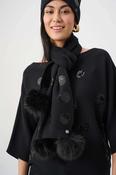 Scarf With Pompoms And Sequins - Black image