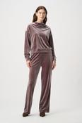 Velvet Wide-Leg Pull-On Pants - Mink image